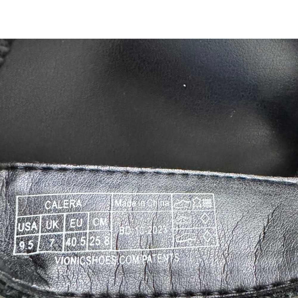 Vionic Calera Wedge Espadrille Sandals Women 9.5 Black Excellent Leather T-Strap - Picture 8 of 9